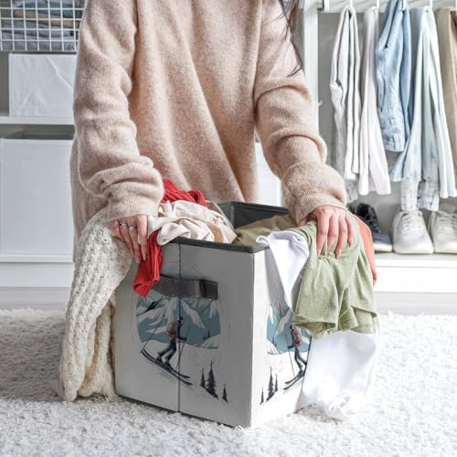 Bacs de rangement placard empilables et paniers linge pliables - 7