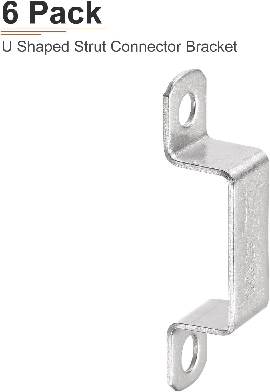 DTGN 18mmx41.5mm(InnerHxInnerW) U Shaped Strut Connector Bracket - 6Pack - Good for Home Pipe Fixing - 304 Stainless Steel Door Closed Bar Holder
