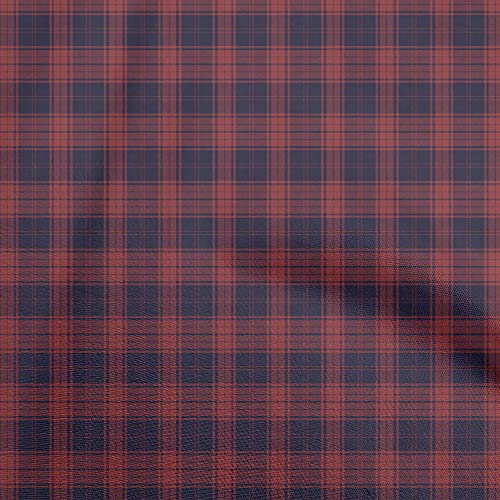 oneOone Viscose Jersey Maroon Fabric Check Dress Material Fabric Print Fabric By The Yard 60 Inch Wide-M8