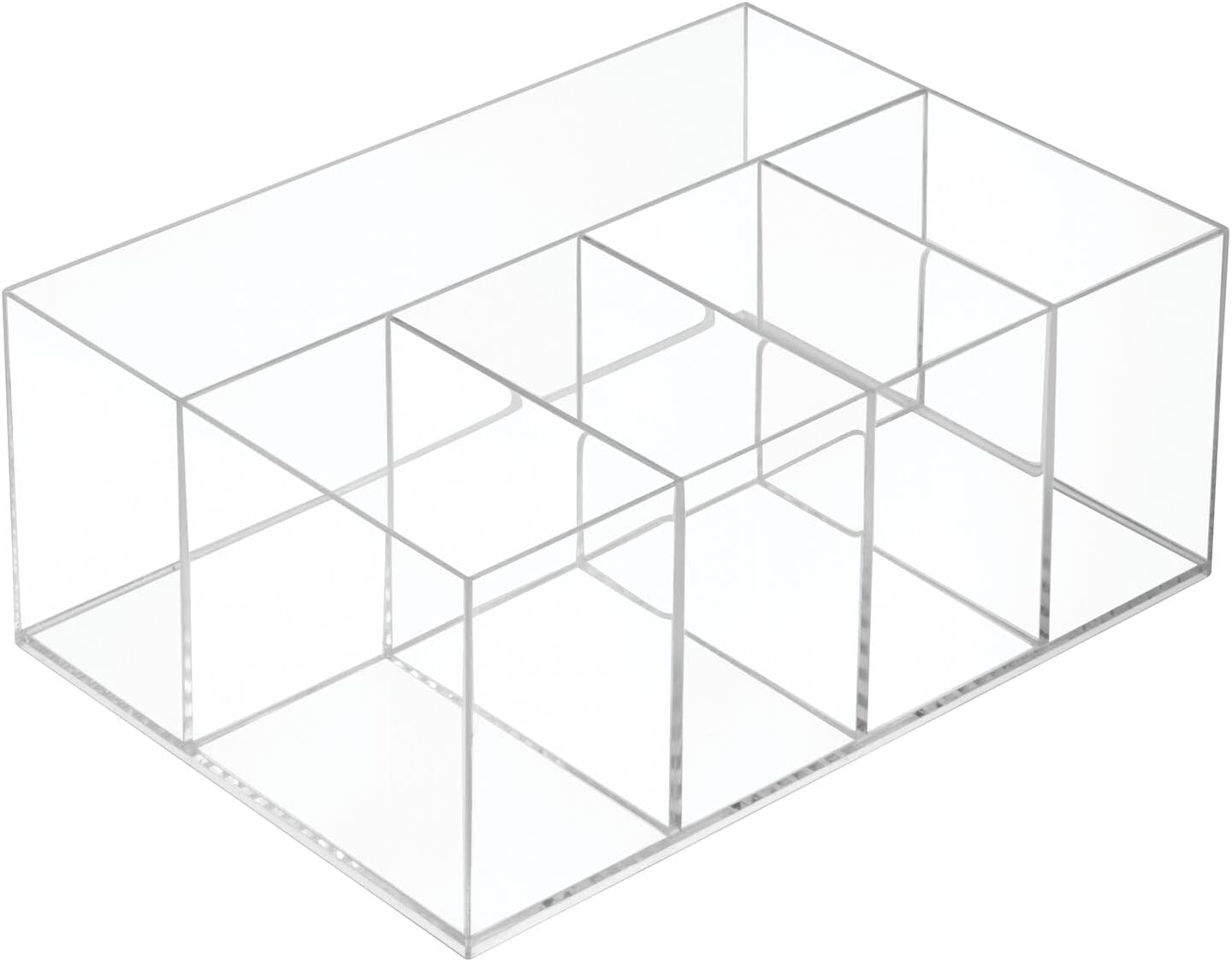 mDesign Plastic 5-Compartment Cosmetic Storage Organizer, Divided Makeup or Beauty Storage for Organizing Bathroom Countertop, Vanity, Shelf - Holds Lipstick, Brushes, Blush, Lumiere Collection, Clear
