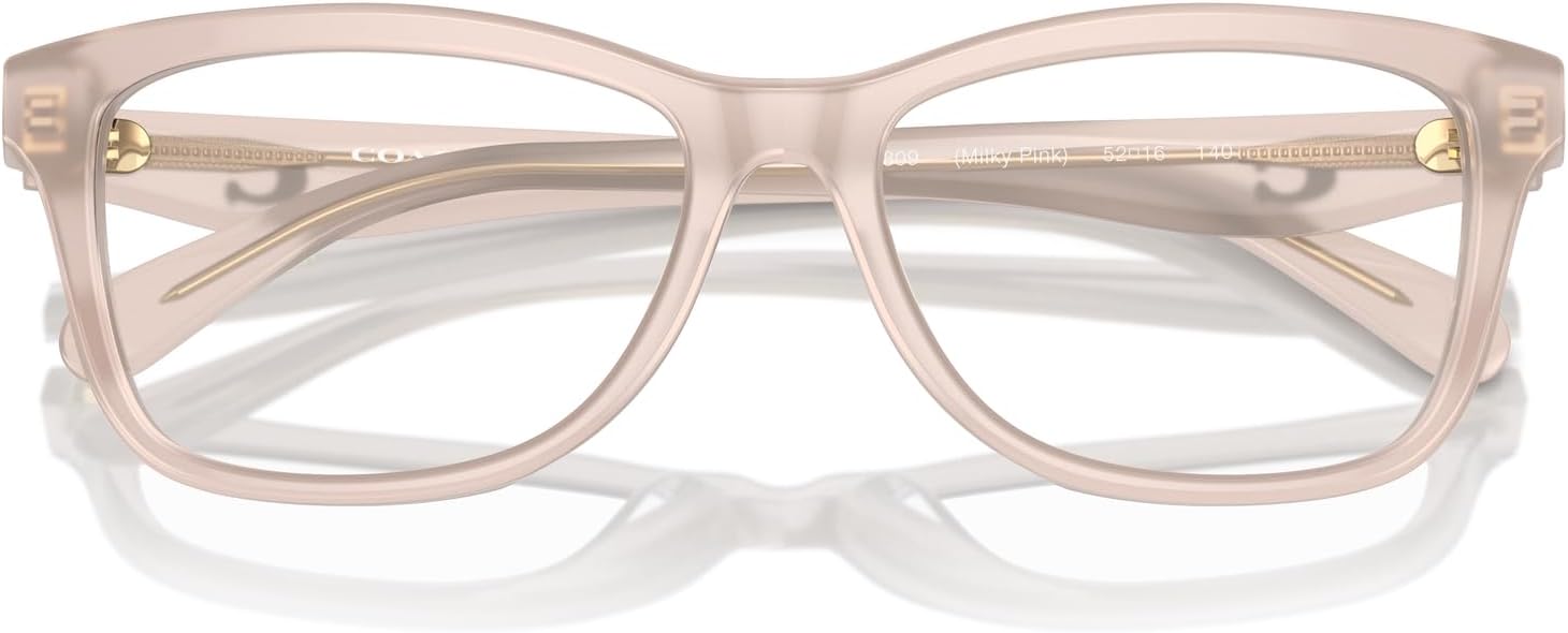 COACH Women's Hc6231u Sculpted C Hardware Universal Fit Rectangular Prescription Eyewear Frames Milky Pink/Demo Lens 52 Millimeters image 5 of 6 B0CTW3PTSP