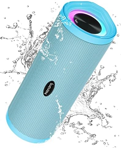 HEYSONG Portable Bluetooth Speaker, Waterproof Wireless Outdoor Speakers with LED Light, Enhanced Bass, IPX7 Floating, 40H Play, TF Card, True Wireless Stereo for Party, Shower, Gifts for Women - Pink