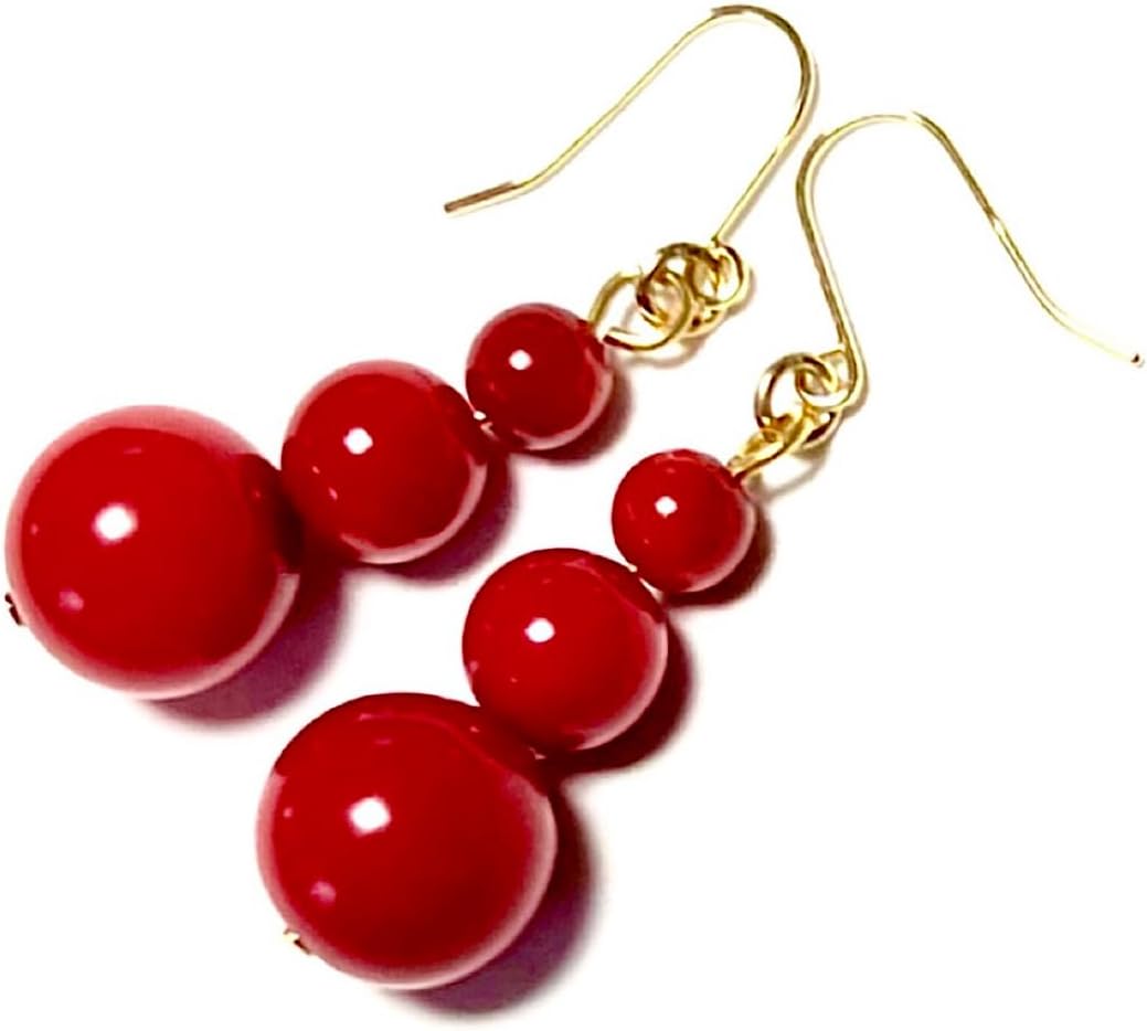 珊瑚ピアス・CZトップ・キャッチK18