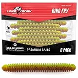 Lake Fork Trophy Lures Ring Fry - Carolina Pumpkin/Chartreuse Pepper - 4in - 8 Count - Soft Plastic Baits - Fishing Supplies - Fishing Lures