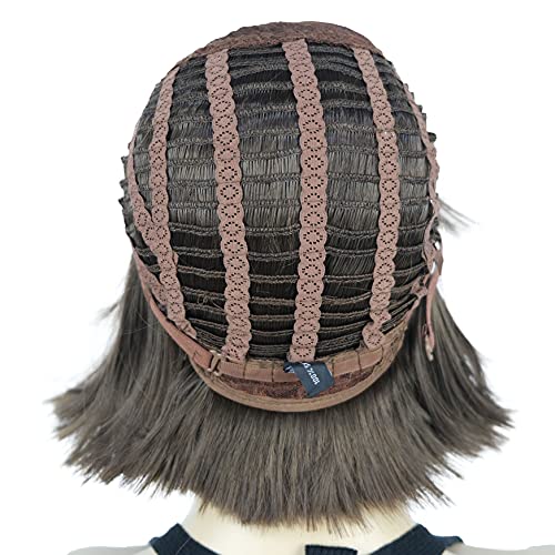 Lydell 8" Straight Short Wigs Bob Hair With Bangs Cute Central Dot Top Heat Resistant Synthetic Wigs (Light Chestnut Brown) #TOP7