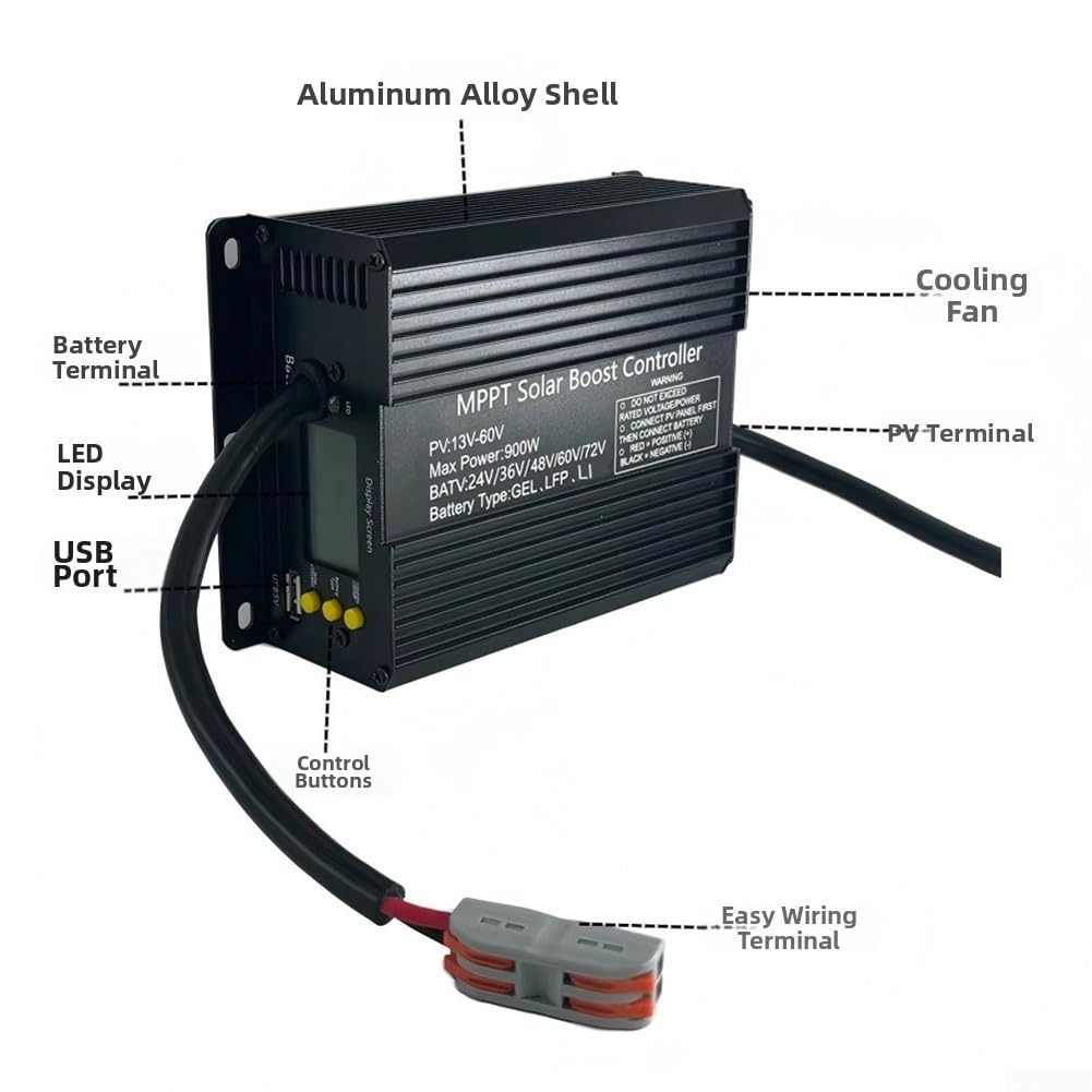 Regolatore di carica solare da 900 W per 24 V 48 V 60 V 72 V acido e batterie fotovoltaico regolazione sistema di alimentazione