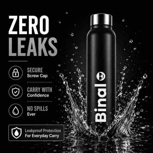 Image of Courage Personalised Stainless Steel Water Bottle 1 Litre | Custom Name Engraved Bottle | Leak-Proof, BPA-Free, Rust-Resistant | Stylish Gift for Kids, Women & Men | Office, School & Gym Use (Black)