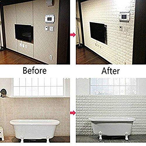 Papier peint brique blanche 3D pour cacher un mur abîmé de salon 15 pack - 8