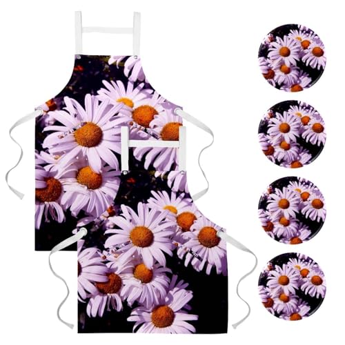 Tablier de cuisine lot de 2 fleuri pour la pâtisserie et le nettoyage de la maison