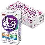 森永乳業 1日不足分の鉄分 のむヨーグルト プルーン 125ml 24本セット ｜糖類25％オフ 脂肪０【常温保存品 鉄分 食物繊維 乳酸菌配合】ケース販売