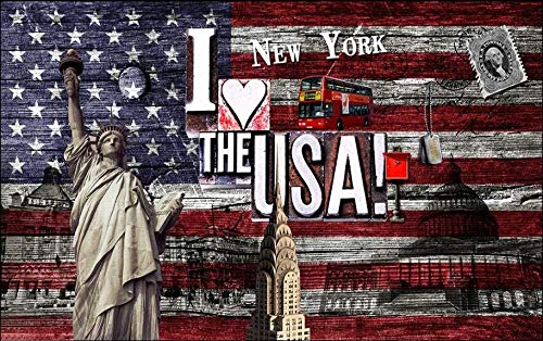 Papel tapiz fotográfico New York Retro New York Usa - 8 partes Papel tapiz fotográfico Mural Papel tapiz con motivos Pared Pintado Papel tapiz 3D Decoración dormitorio sala sofá mural-300cm×210cm