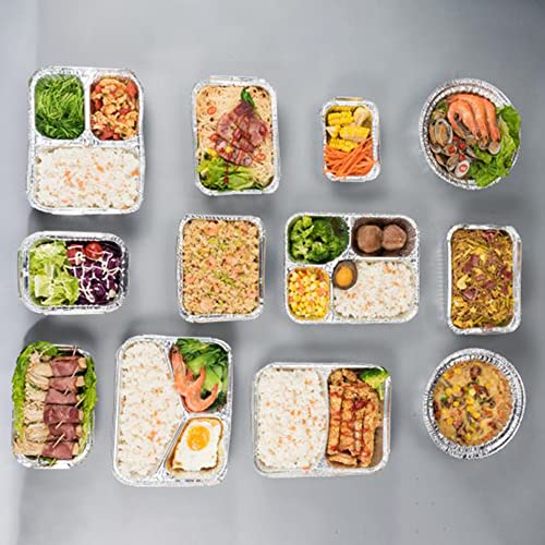 Image of Othmro 5 inchx4 inchx1.7 inch Aluminum Foil Pans,Disposable Takeout Pans, 50pcs Aluminum Foil Food Containers Rectangle Pans 220ml for Cooking, Baking, Heating, Storing, Food Prepping