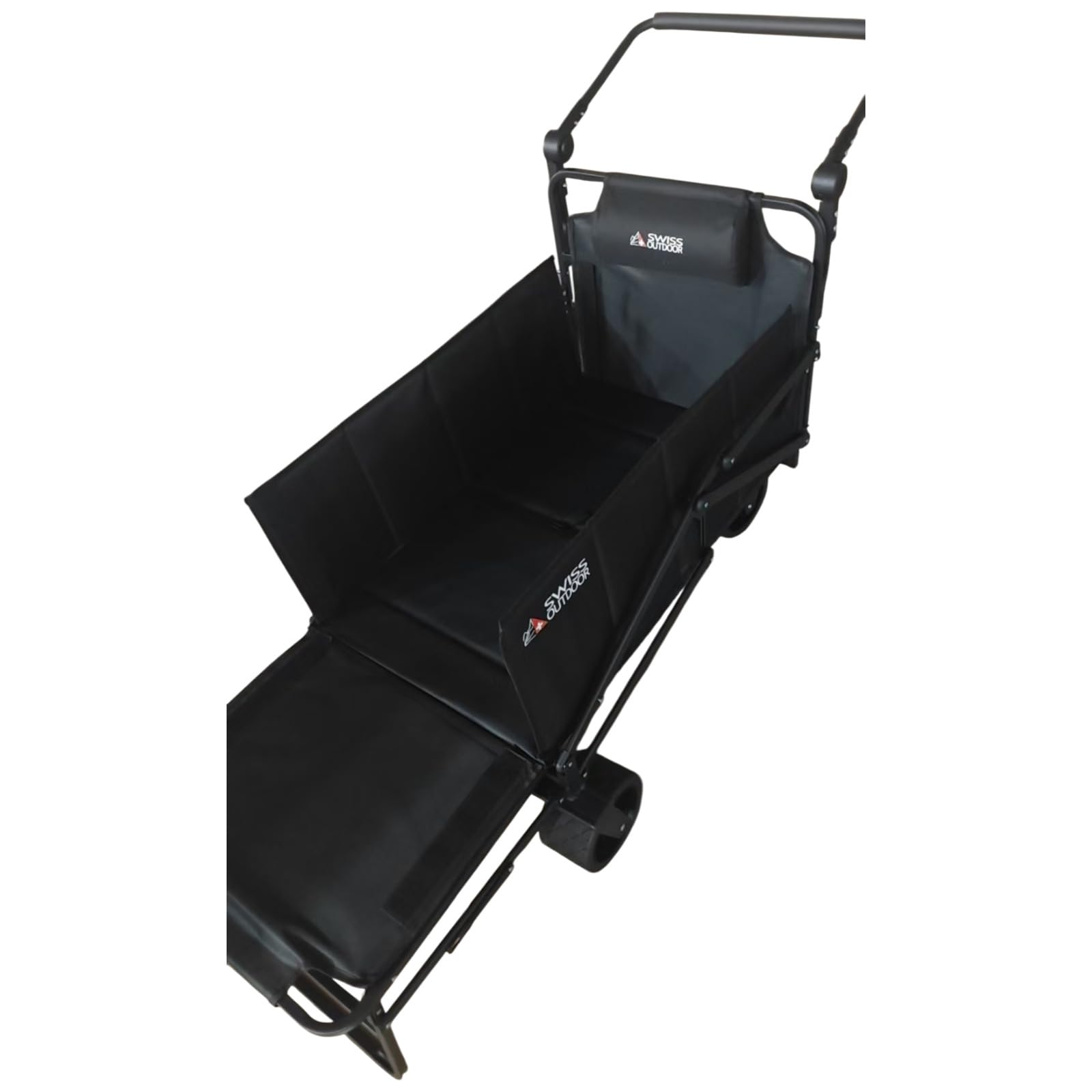 RelaxWagon 2-in-1 Bollerwagen mit Liegefunktion – Faltbarer Camping Transportwagen bis 180 kg, mit Bremsen & Geländerädern, ideal für Camping, Strand, Festival & Vanlife