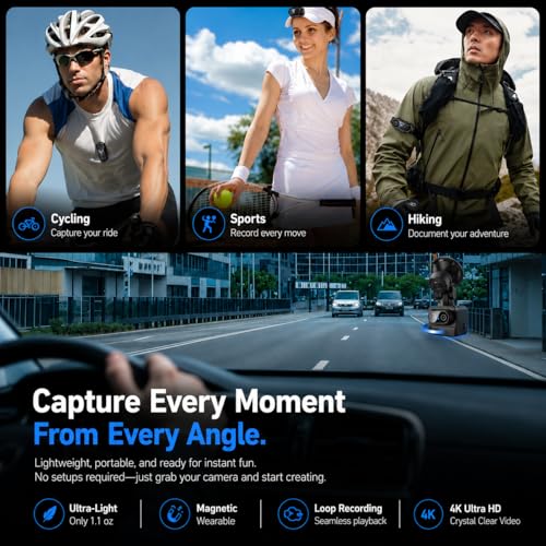 Image of 4K Mini Wearable Body Camera - 64GB Magnetic Thumb-Size Action Cam, 6-Axis Stabilization, Audio /Video Recording, Hands-Free POV for Vloggers, Hikers, Workers, Cycling, Travel & Daily Use