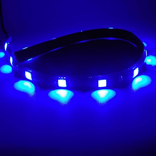 Miniatura 5 de Tiras de luces led para la carrocería, CD, 12V, a prueba de agua, 1 pie, 15 luces LED con 6 pulgadas de cable para motor, paquete por 6, Azul