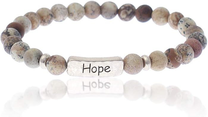 NTLX Christian Bracelets for Women Hope Bracelet Natural Stone Stretch Prayer Bracelet Inspirational Message Jewelry - Great Gift
