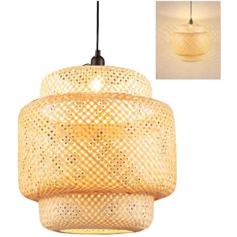 TANGZON Bamboo Woven Pendant Light Fixture Cover