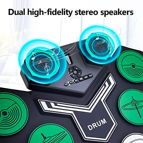 Elektronisches Schlagzeug Kit, 9 Pads E-Schlagzeug Tragbares Schlagzeug Elektronisch mit EingebautemDual-Stereo Lautsprecher,Bluetooth,2 Pedalen.Schlagzeug Kinder,Anfänger - Image 3
