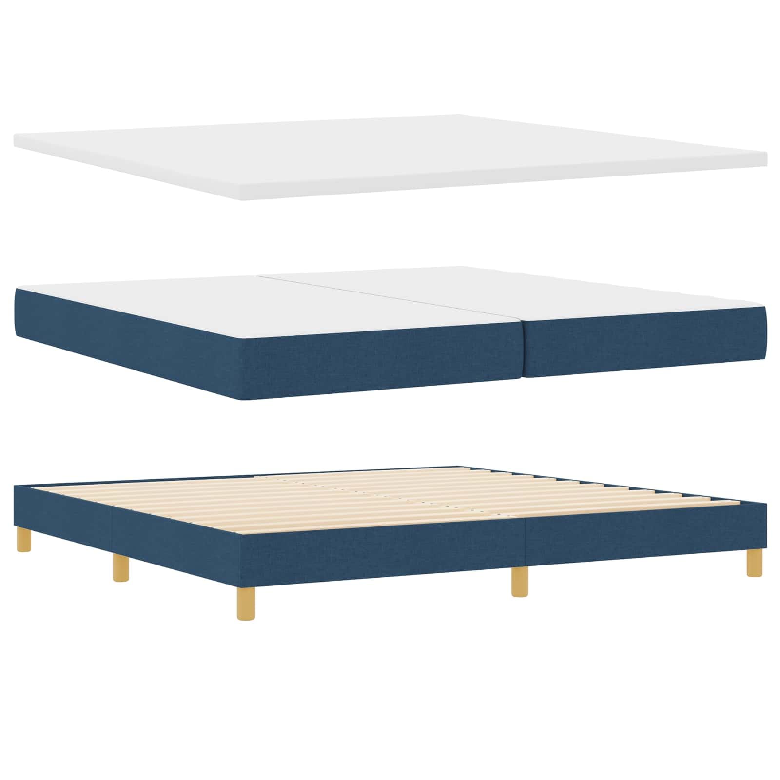 Tessuto premium con testiera regolabile LED blu Boxspring 200x200 cm Blu