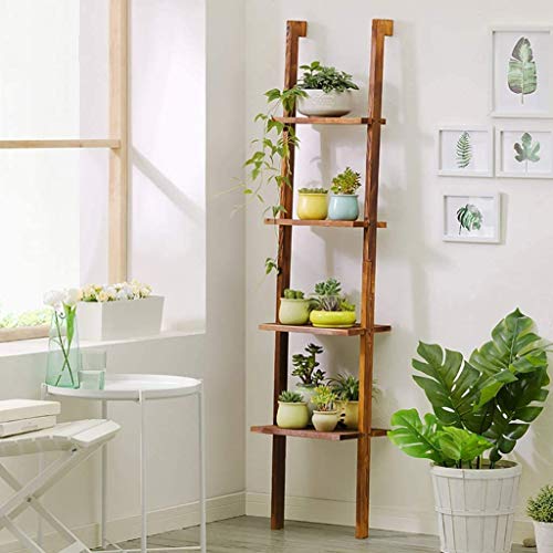 Image of 4 Tier Wooden Ladder-Shaped Flower Stand Plant Pot Display Rack Ladder Rack