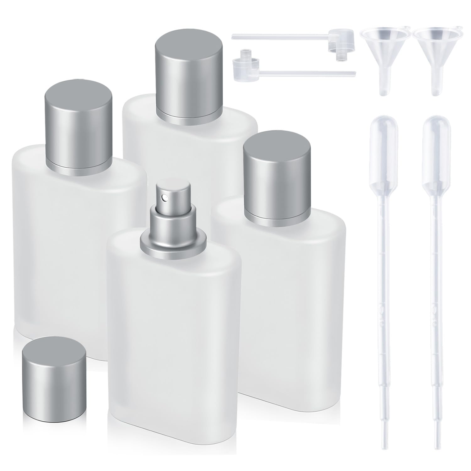 Jxcmeng 4 Pack 100ml/3.38 Oz Empty Frosted Glass Spray Bottle Perfume Atomizer, Refillable Spray Empty Perfume Bottles Fine Mist Atomizer Cosmetic