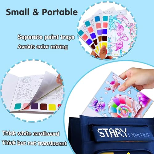 Image of Kidology Water Color Books for Kid, Painting Book with 20 Sheet, 1 Brush, Mini Watercolor Book, Educational Montessori Toy, Gift for Boys Girls, Art & Craft Travel Activity (3Pcs Painting Book)