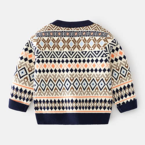 Toddler Kids Boys Crew Neck Sweater Long Sleeve Knitted Pullover Autumn Winter Warm Knitwear Tops (Navy, 2-3 Years)3