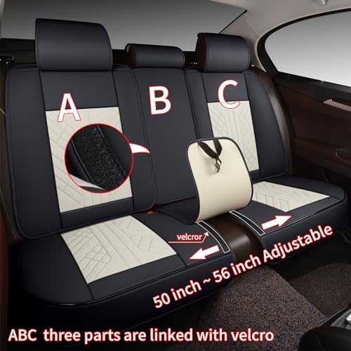 Image of GXT Bench Seat Cover, Premium Faux Leather Bench Seat Covers for Trucks - Universal Fit for Most Sedans SUV Pick-up Truck, Durable for Long Lasting Protection(White and Black)