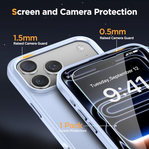 Image of miracase Magnetic for iPhone 17 Pro Hard Shell Case 6.3 inch & Screen Protector, [Compatible with MagSafe] Military-Grade Protection, Anti-Fingerprint, Slim Thin Phone Case for 17 Pro Cover, Clove Purple