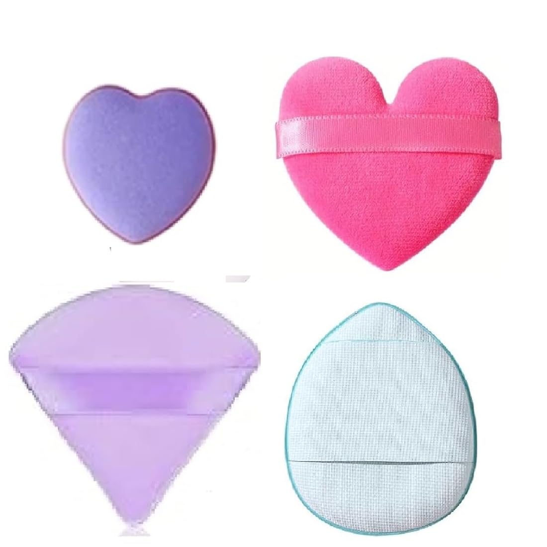 Beautiflame Triangle Mini Heart Cosmetic Powder Puff Finger Sponge Puff And Heart Puff Washable Soft Powder Sponge Wet Dry Makeup Tool