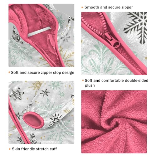 OTVEE Christmas Blue Gold Snowflakes Kids Hoodie Jacket Fall Spring Full Zip Warm Outwear Coat3