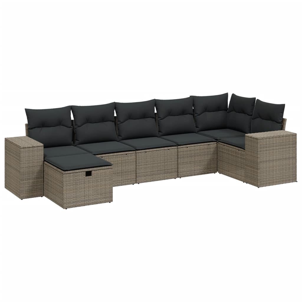 Set di mobili da giardino in rattan sintetico, 7 pezzi, 62 x 62 x 69 cm, resistente alle intemperie, con cuscino lavabile, per terrazza, giardino, balcone e cortile