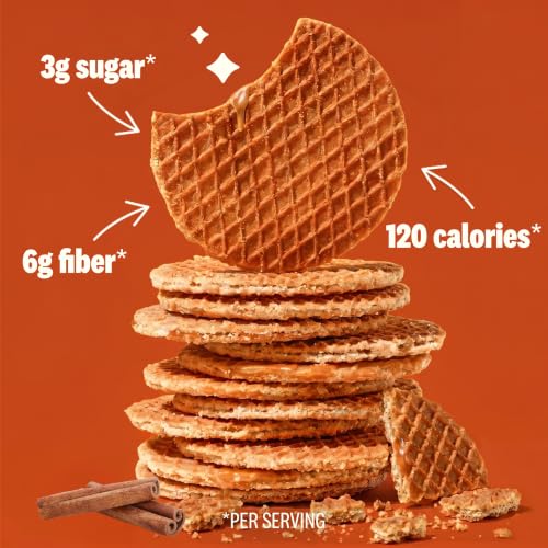 Image of Rip Van Wafels Snickerdoodle Stroopwafels, Healthy Snacks, Non-GMO, Keto Friendly, Office Snacks, Low Sugar (3g), Low Calorie, 24 Pack