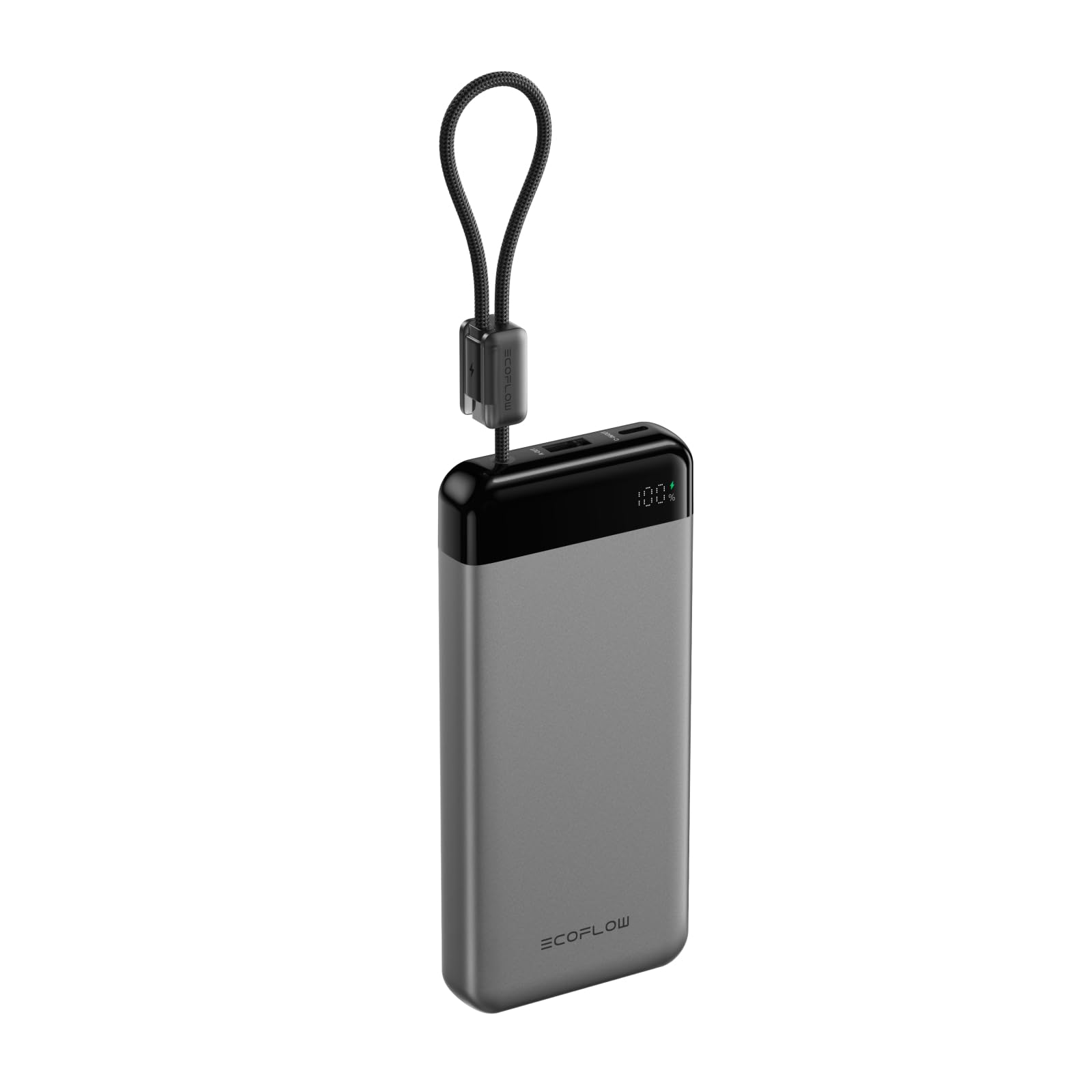 EcoFlow Rapid Powerbank 20000 mAh, 45 W PPS, ricarica rapida, con cavo USB-C estraibile integrato per viaggi, tecnologia di sicurezza X-Guard, adatto per iPhone, Galaxy, iPad, laptop, nero