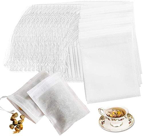 100 bolsas de filtro de té desechables para infusores de té con cordón sin blanquear bolsas de té vacías de 2.75 x 3.54 pulgadas