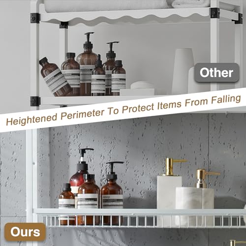 32.8" W x 12.2" D x 61" H White Standing Storage Shelves - 3+3 Tier Metal Shelving Unit, Heavy Duty Shelf Organizer for Living Room Bathroom Laundry Kitchen, Multi - Purpose Storage Rack Plant Shelf - Image 6