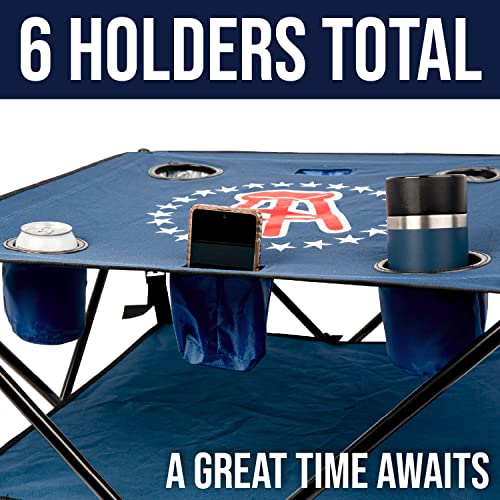 Barstool Sports Outdoor Square Folding Table With Shelf, Portable Picnic Table, Beach Table, Outdoor Folding Camping Tables That Fold Up, Lightweight With Cup And Phone Holders #TOP4