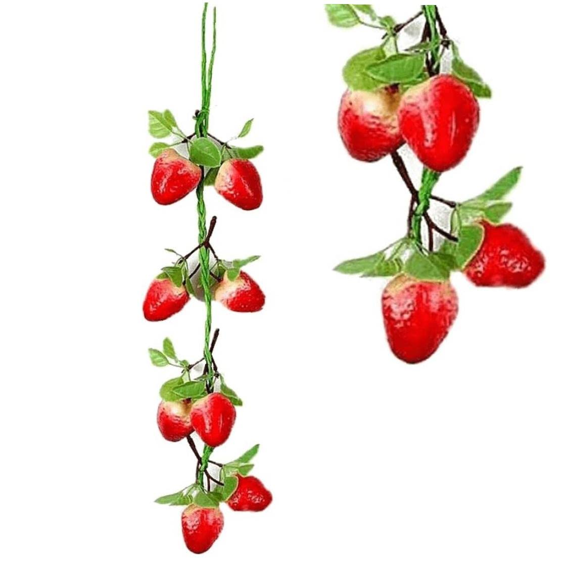Danlai Red Artificial Strawberry Garland Fake Fruit Hanging Decoration Lifelike Simulation Plant Vine For Home Party Decor Photo Props
