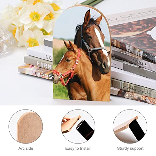 Lovers Horse Wood Bookends Heavy Book Holders For Shelves Decorative Book Ends #TOP3