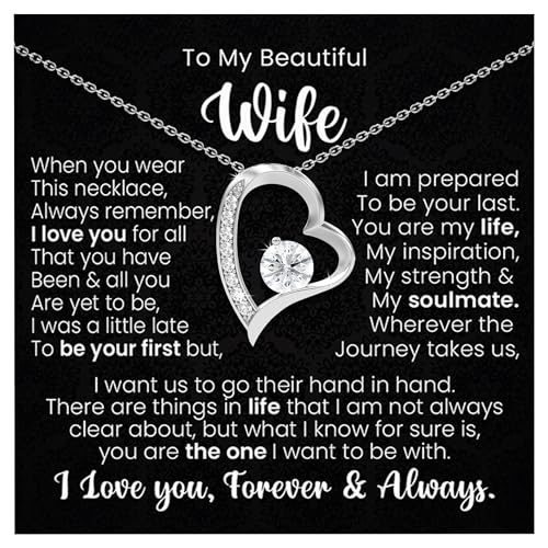 Wife Necklace From Husband| Mothers Day Necklace for Her| Soulmate Anniversary or Birthday Jewelry Gift| Hot Doe White Gold Cz Pendant Necklace