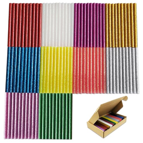 Raintwo Lot de 100 bâtons de colle chaude multicolores 100 x 7 mm pour pistolet à colle chaude