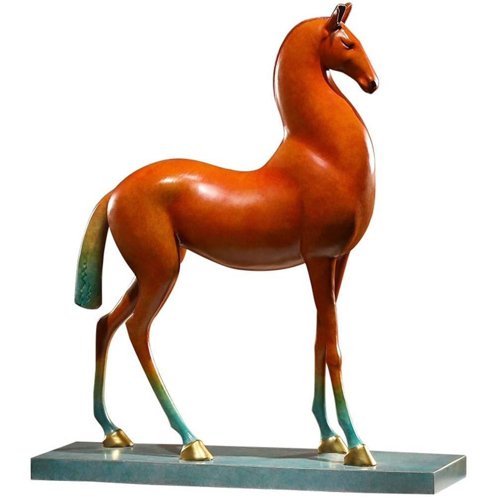 AFGFGHES Statue Creative Auspicious Bronze Horse Sculpture Copper Desktop Ornaments Home Living Room Study Office Handmade Statue Brass Figurine