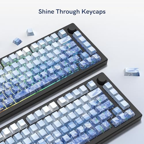 Image of dagaladoo Blue Keyboard keycaps,Double Shot PBT keycaps | Shine Through Keycaps dye-sub,Side Print,Cherry Profile keycaps for Mechanical Keyboard 60% /65% /75% /TKL /96% /100%