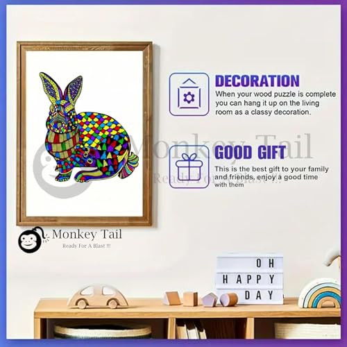 Image of MONKEYTAIL Whimsy Wooden Jigsaw Puzzle for Adults & Kids - Laser-Cut Pieces, 3D Puzzle Box as Birthday Gift for Boys & Girls - Brain Teaser, Home Decor & Family Game (RFLB, Size: Small)