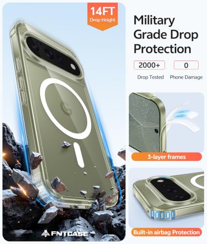 Image of FNTCASE for Google Pixel 11 Pro XL Case, Fit for Magsafe, Screen Protector | Anti Yellowing Magnetic Back, 14FT Military Grade Drop Protection, Shockproof Protective Phone Cover, Transparent