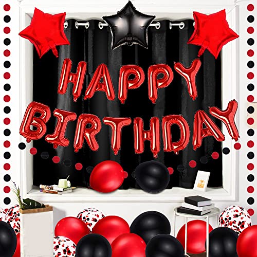 10th Birthday Party Decorations - Red Theme, 16inch Foil Happy Birthday Balloons Banner, Sash, Black Curtains, Number 10 - Image 5