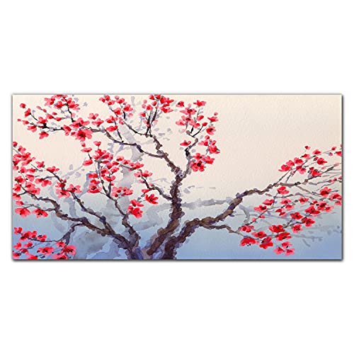 Tableau en verre acrylique 100x50cm haut de gamme avec motif branches de fleurs