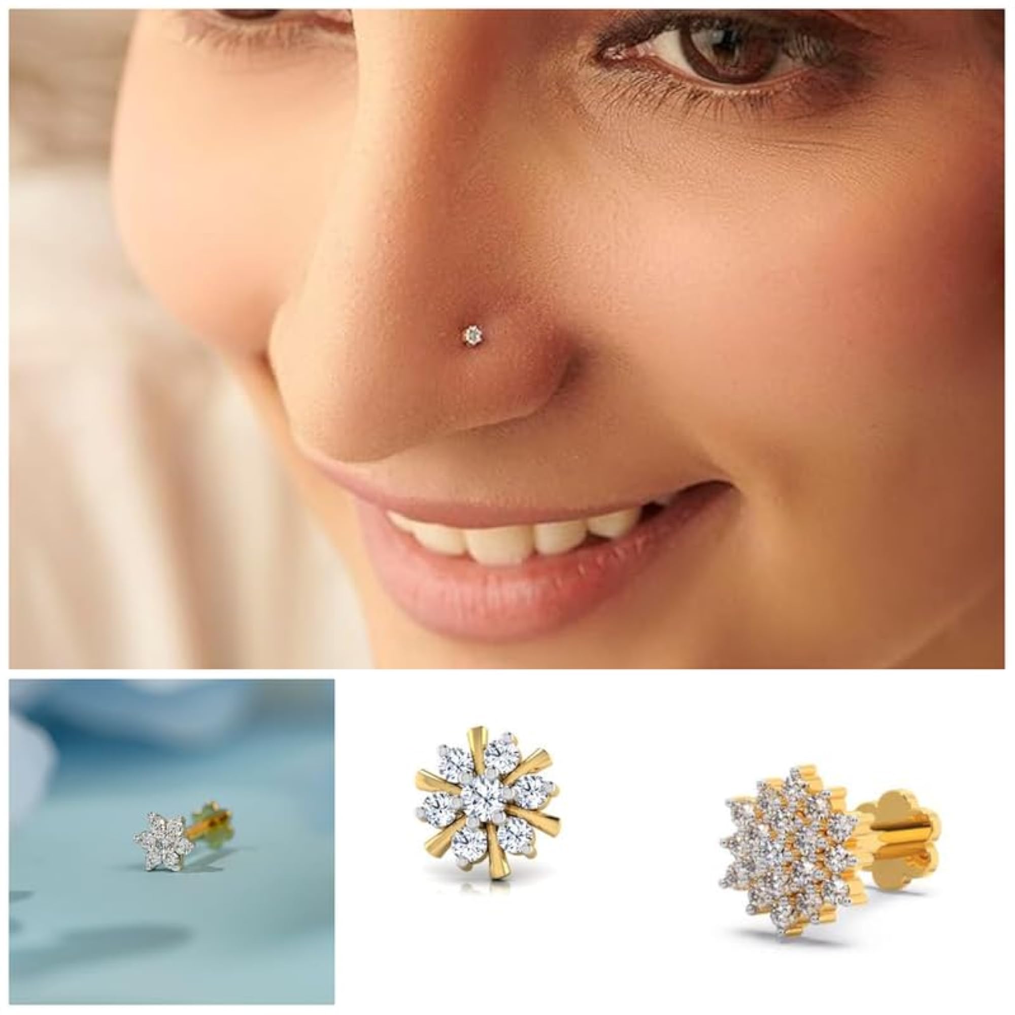 Women's Rare-GEMS Moissanite Nose Pin, Elegant Gift