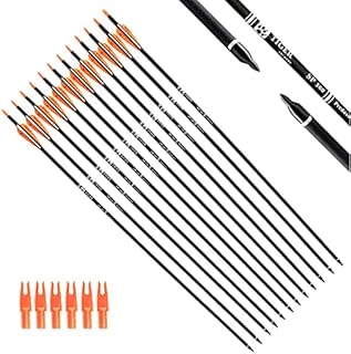 TIGER ARCHERY 30Inch Carbon Arrow Practice Hunting Arrows with Removable Tips for Compound & Recurve Bow(Pack of 12) (Orange White)