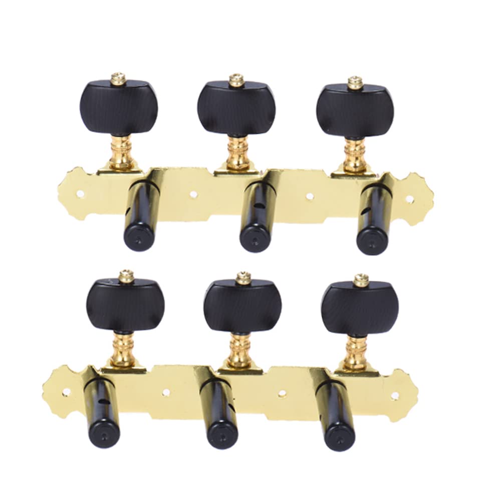 Btuty Clavijero para Guitarra,Acústica Clásicas Teclas de Ajuste de la Guitarra Cuerda Sintonizadores de las Clavijas 3 + 3 Cabezas de la Máquina (corto) Oro y Negro Plateado,2pcs (L & R)